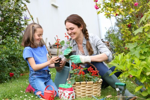 Clean patio in East Bedfont with professional cleaning tools