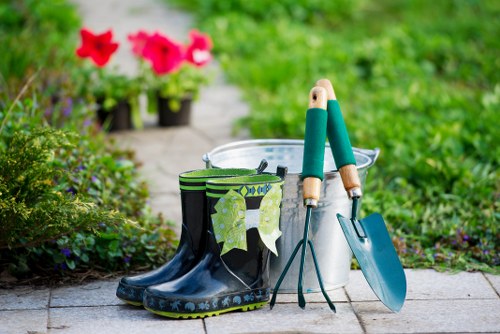 DIY patio cleaning tools laid out in Tooting