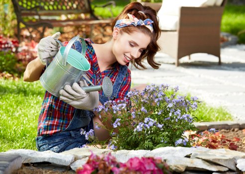 Close-up of eco-friendly cleaning techniques applied to a patio