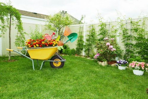 Homeowner cleaning an outdoor patio using eco-friendly tools