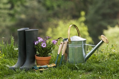 Eco-friendly cleaning solutions being applied on a patio