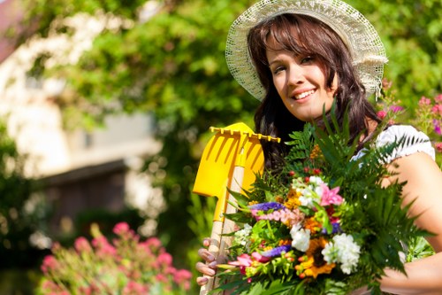 Modern patio cleaning tools and safety gear