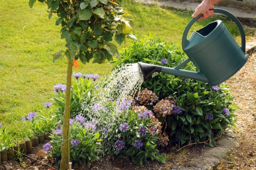 Professional pressure washing cleaning a patio surface